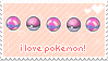 5 pink Pokeballs with text reading 'I love Pokemon!' below them