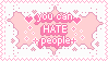 Pink stamp with lace accents reading 'You can HATE people'