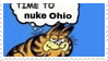Picture of Garfield with a thought bubble reading 'Time to NUKE OHIO'