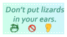 Don't put lizards in your ears