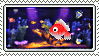 Pixel animation of a fish tank containing a goldfish
